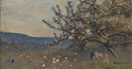 Study of an orchard in bloom