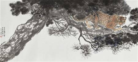Leopard on Pine by Mengkuan Liu - Auction record, sale price, and art valuation. Compare with similar artists and explore comparable artworks.
