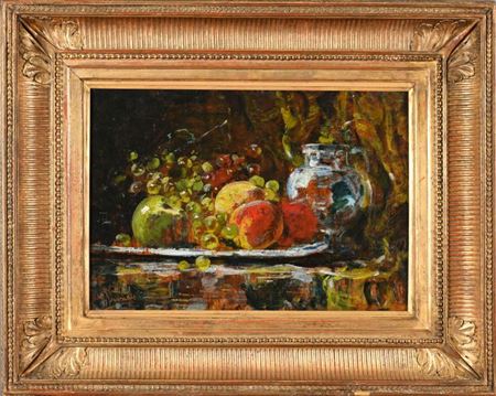 Composition with pitcher and grapes