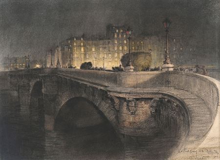 Hay carts leaving for the front, Pont Neuf, Quai des Orfèvres, March 1915. by Charles Jouas - Auction record, sale price, and art valuation. Compare with similar artists and explore comparable artworks.