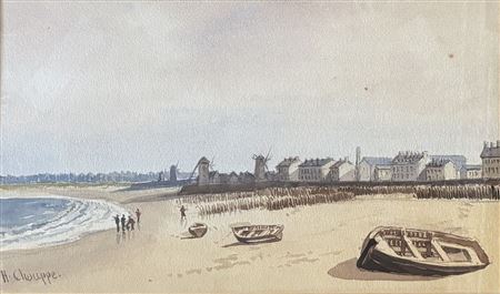 Beach with People (Rotheneuf Beach) by Jean-Henri Chouppe - Auction record, sale price, and art valuation. Compare with similar artists and explore comparable artworks.