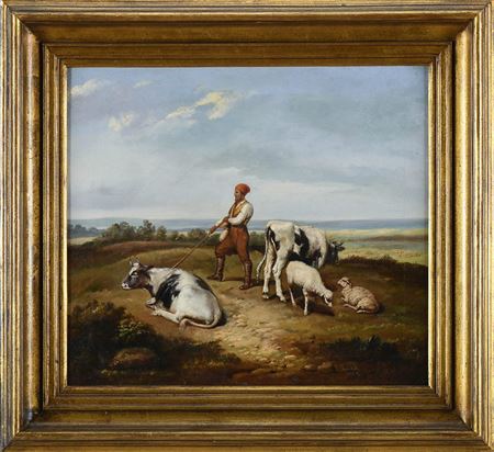 Landscape with shepherd and animals by Leonel Marques Pereira - Auction record, sale price, and art valuation. Compare with similar artists and explore comparable artworks.
