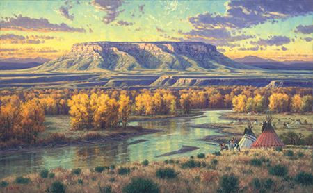 Sample artwork by Randy Van Beek (Born 1958), known for western landscape painting-indian encampments - View similar artists and auction records