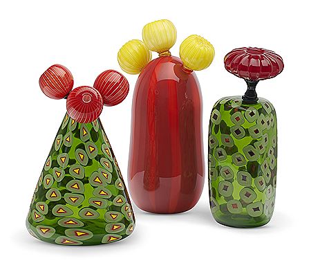 17 ¼ in. (43.8 cm.) high, the green vase (3)Produced by Venini, Murano, Italy, 2010.
