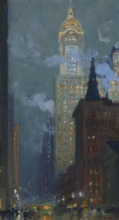 Singer Building at Night