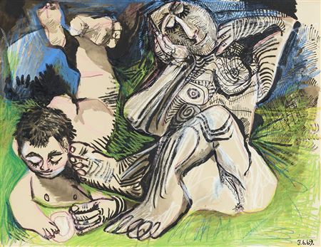 Femme et jeune garçon nus