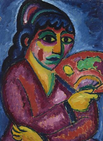 Frau mit Fächer (Frau aus Turkestan)