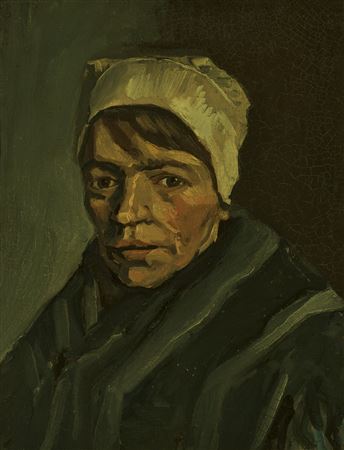 Kop van een vrouw met witte muts (Head of a Woman with White Cap) - Image 1 of 4