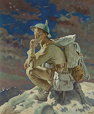 The Thinker on the Butte de Warlencourt by William Newenham Montague Orpen - Auction record, sale price, and art valuation. Compare with similar artists and explore comparable artworks.