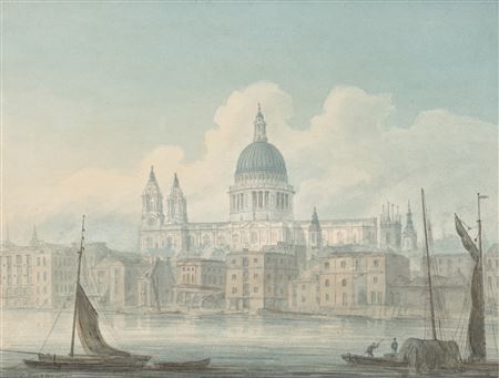 View of St Paul's Cathedral, from the Southbank of the River Thames, London by John Buckler - Auction record, sale price, and art valuation. Compare with similar artists and explore comparable artworks.