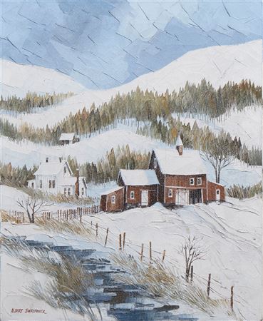 Church Nestled in Snow Covered Hills