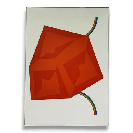 Red Polyhedron on White Background, 1974