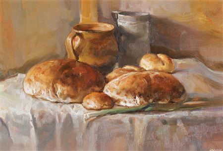 STILL LIFE WITH JUGS AND BREAD
