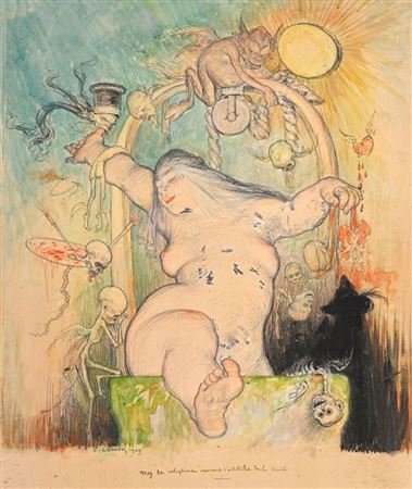 Meg la voluptueuse seeking the attitude of truth, 1909