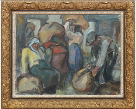 Sample artwork by Mia Munster (1898 - 1970), known for painting, commercial graphic art, and illustration - View similar artists and auction records