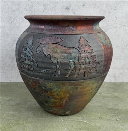 Raku Moose Vase