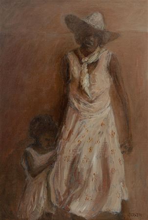 Aboriginal Mother and Child by Tony Costa - Auction record, sale price, and art valuation. Compare with similar artists and explore comparable artworks.