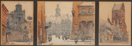 Views of Warsaw (three co-legal watercolors)