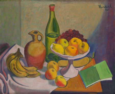 Still life with a jug by Jacob (Jacques) Markiel - Auction record, sale price, and art valuation. Compare with similar artists and explore comparable artworks.