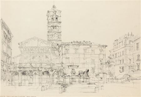 Sample artwork by Henryk Dabrowski (1927 - 2006), known for painting, pastel, ink architecture drawings of public buildings, educator - View similar artists and auction records