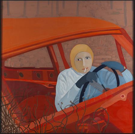 Self-portrait with a cigarette ("In the car I"), 1975 by Ewa Kuryluk - Auction record, sale price, and art valuation. Compare with similar artists and explore comparable artworks.