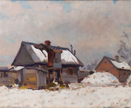 Sample artwork by Stanislaw Dybowski (1895 - 1956), known for decorative landscapes with architectural motifs, folk types and interiors, portraits, and still lifes. - View similar artists and auction records