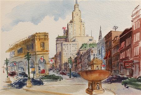 "Dallas Street Scene, c. 1943-60" by Robin Artine Smith - Auction record, sale price, and art valuation. Compare with similar artists and explore comparable artworks.