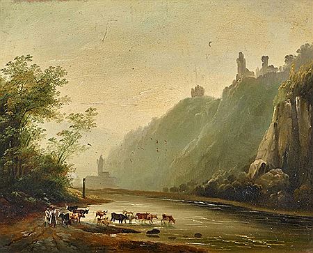 Flusslandschaft. / Blick auf die Blüemlisalp und Niesen.(2) by Carl Franz Rudolf Volmar - Auction record, sale price, and art valuation. Compare with similar artists and explore comparable artworks.