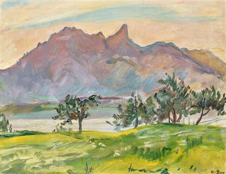 Lake Thun with Stockhorn by Hanni Bay - Auction record, sale price, and art valuation. Compare with similar artists and explore comparable artworks.