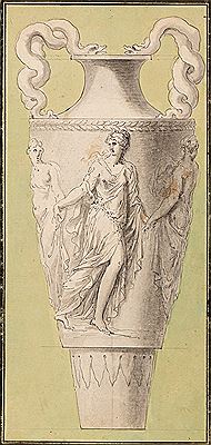 Drawing of Serpentine-Handled Vase