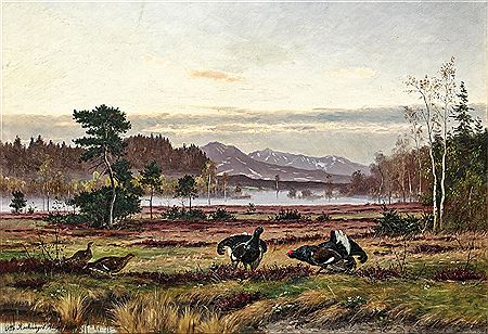 Black grouse courtship in the Alpine foothills by Otto Recknagel - Auction record, sale price, and art valuation. Compare with similar artists and explore comparable artworks.