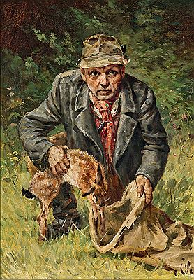 A poacher with a hare by Otakar Cila - Auction record, sale price, and art valuation. Compare with similar artists and explore comparable artworks.