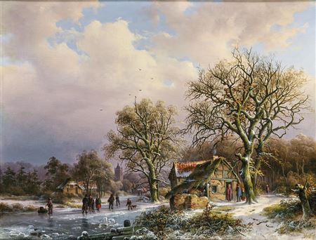 A Winter Landscape with Ice Skaters