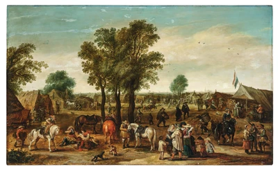 Resting soldiers and elegant figures in a village by Jan Martszen de Jonge - Auction record, sale price, and art valuation. Compare with similar artists and explore comparable artworks.