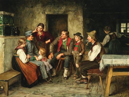 A Young Soldier on Leave by Franz von Defregger - Auction record, sale price, and art valuation. Compare with similar artists and explore comparable artworks.