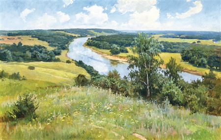 A Vast River Landscape near Moscow