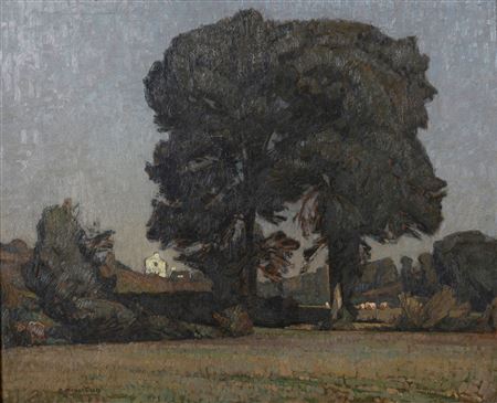 Landscape with Tree by Louis Jourdan - Auction record, sale price, and art valuation. Compare with similar artists and explore comparable artworks.