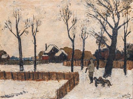 Return of the Hunter in Winter by Henry Vieilly - Auction record, sale price, and art valuation. Compare with similar artists and explore comparable artworks.