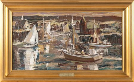 "Sandy Bay Yacht Club, Rockport, Mass." by Charles Gordon Marston - Auction record, sale price, and art valuation. Compare with similar artists and explore comparable artworks.