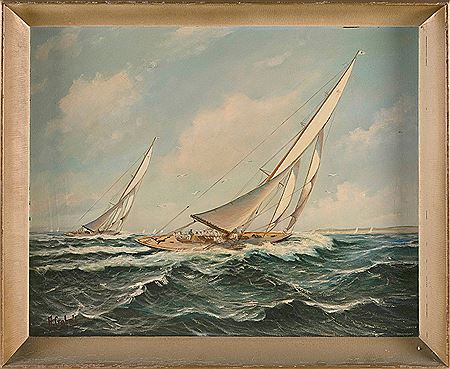 "The Last Race Between Defender and Shamrock". by Alfred Gabali - Auction record, sale price, and art valuation. Compare with similar artists and explore comparable artworks.