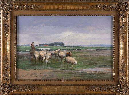 Shepherdess and her flock.