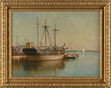 A whaleship being refitted,