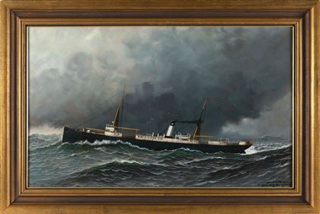 Portrait of the steam/sail vessel El Monte.