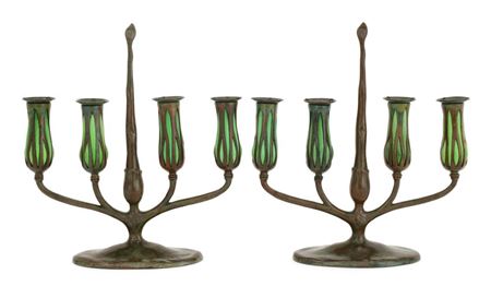 Pair of Blown Glass Four-Light Candelabrum