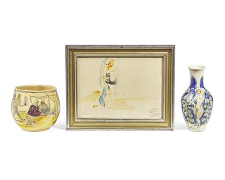 Standing Bather (1968) with Study of Two Readers verso; together with two vases (3) by Francis McCarthy - Auction record, sale price, and art valuation. Compare with similar artists and explore comparable artworks.