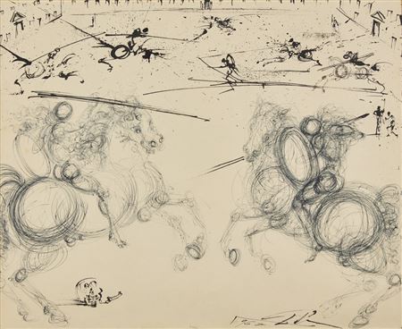 Combat de Chevaliers (Original Illustration for Pedro Calderón's La Vida Es Sueño), 1962