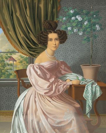 Portrait of a Lady in a Pink Dress, Seated by a Window, 1831