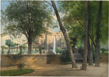 View of Babelsberg Palace with the Schinkel octagon from the west by Karl Georg Anton Graeb - Auction record, sale price, and art valuation. Compare with similar artists and explore comparable artworks.