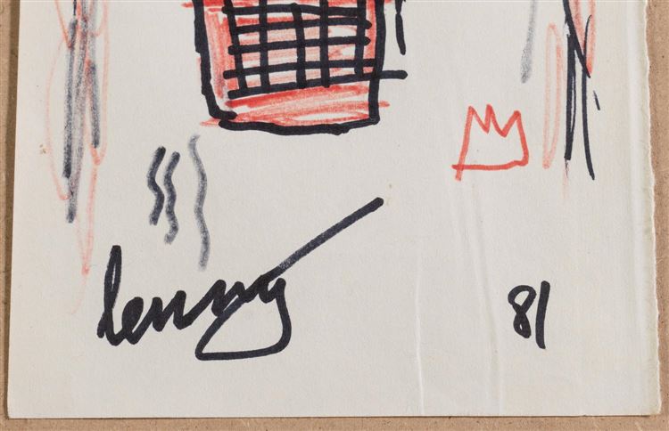 “Untitled”, 1981 - auctioned 11/14/2024 - Jean-Michel Basquiat signature example for authentication verification from auction lot 8140190