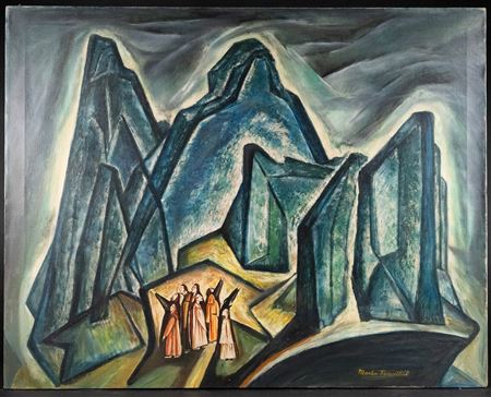 Abstract Landscape Composition with Figures